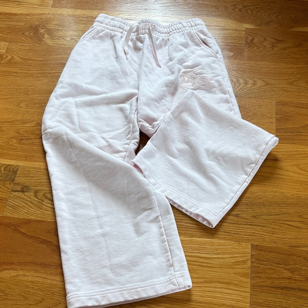 Burberry Light Pink Kids Sweatpants with Embroidered Logo